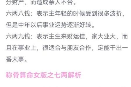 称骨算命表图